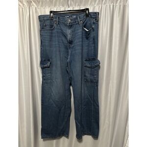 Old Navy Jeans Women's Size 16 Relaxed Pockets Light Blue Wide Leg Ex High Rise